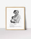 Personalized aunt gift print: black and white photo of Auntie Sophia holding a baby, with her name and a short quote
