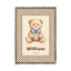 Woven teddy blanket with a checked border and fringe