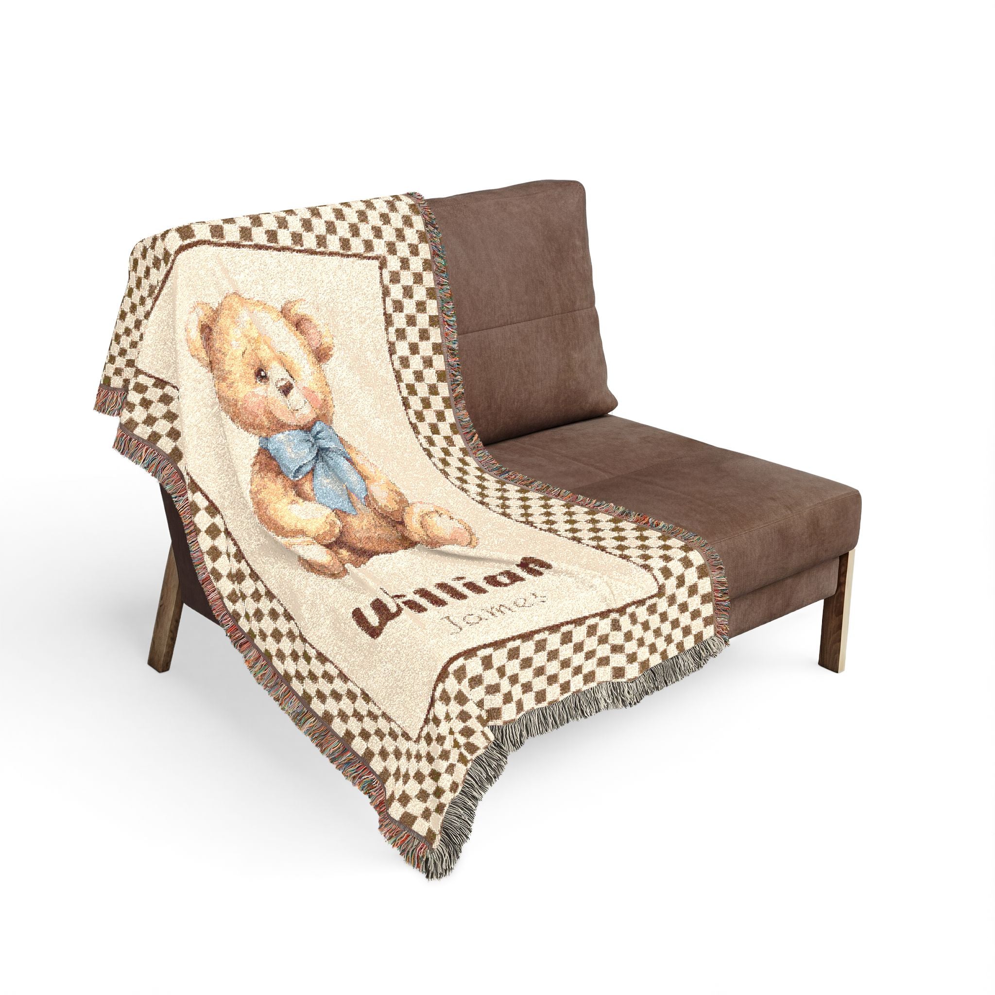 Couverture pour bébé personnalisée avec ourson tissé, couverture ourson personnalisée, décoration de chambre d'enfant, cadeau de naissance, cadeau d'anniversaire pour tout-petit, couverture au nom personnalisé Image secondaire du produit