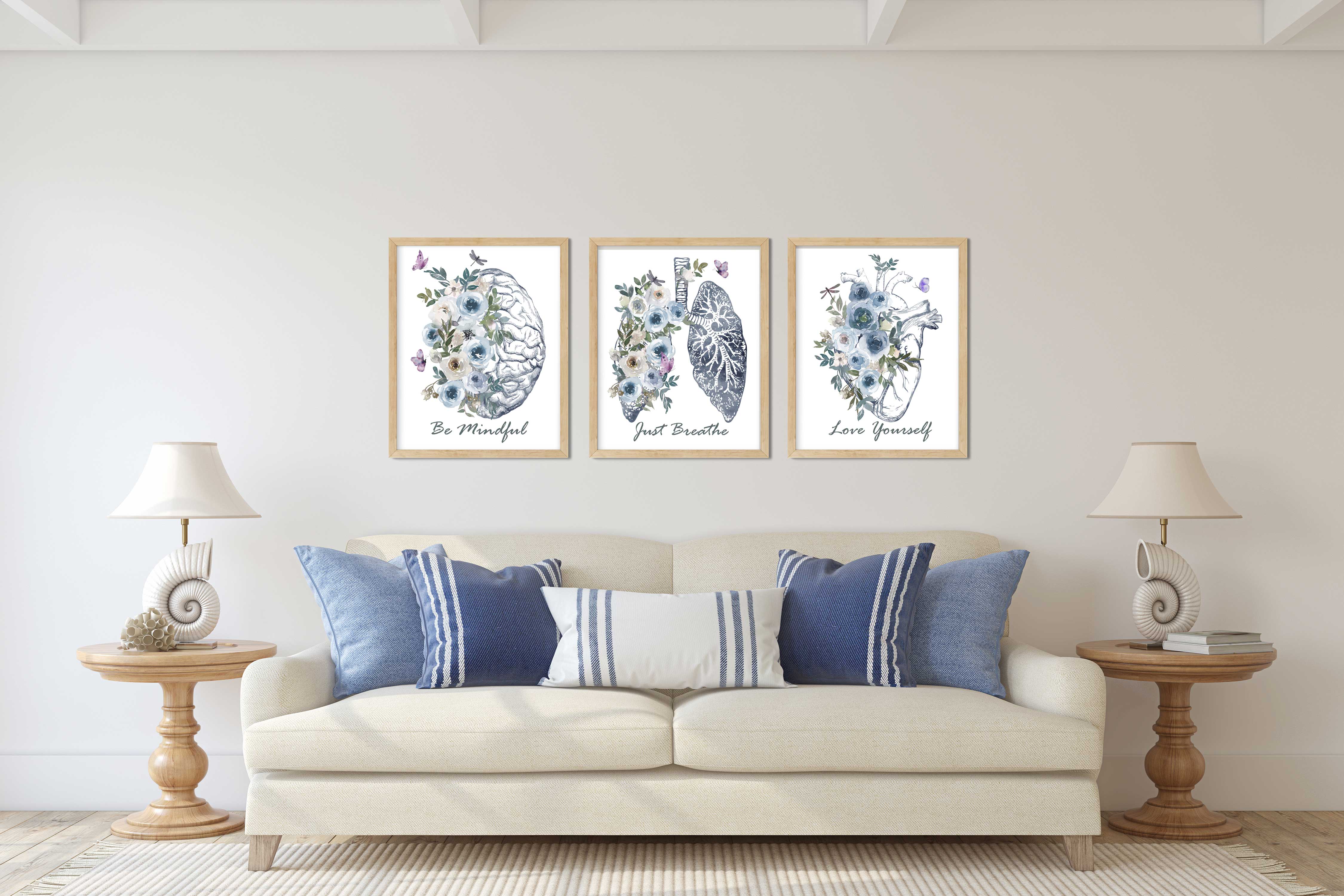 Lot de 3 affiches anatomiques, Cœur, cerveau, poumons Image secondaire du produit