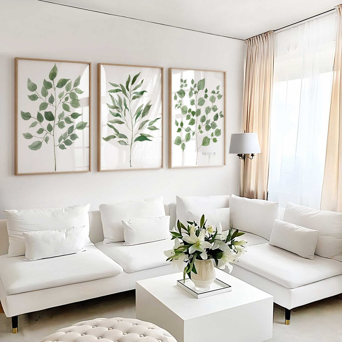Lot de 4 estampes Feuilles, Art mural feuilles aquarelle, Décoration végétale pour chambre d'enfant, Estampe feuilles d'eucalyptus, Décoration de salon, Cadeau pour amateurs de plantes Image secondaire du produit