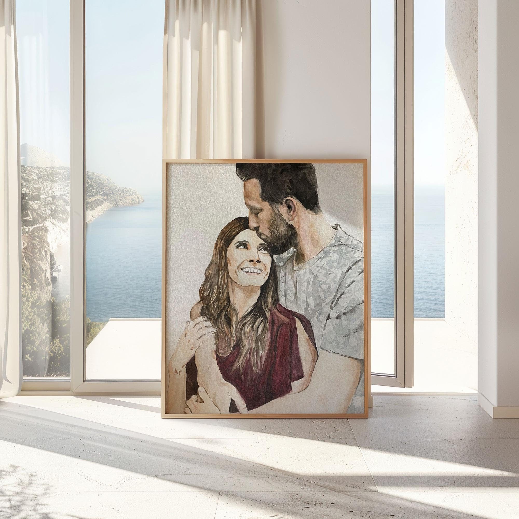 Retrato personalizado de pareja y familia a partir de una foto Imagen secundaria del producto
