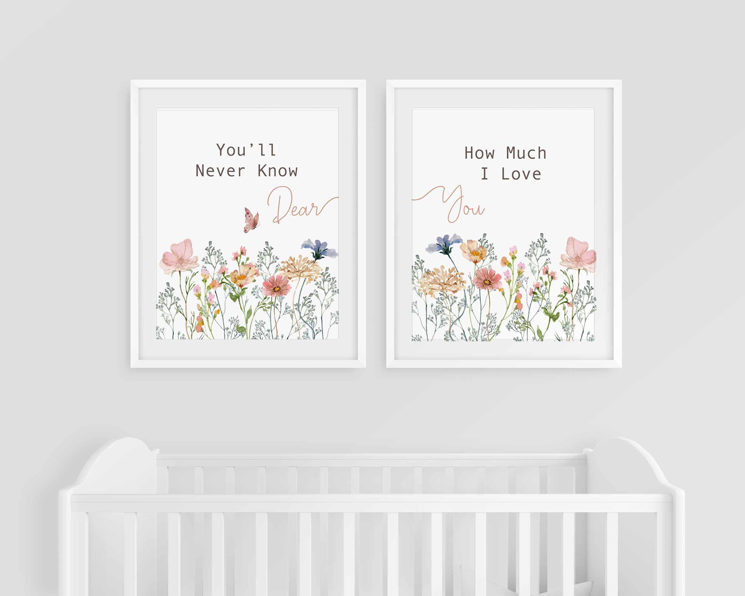 Décoration murale bohème pour chambre de bébé, décoration de chambre de bébé fleurs sauvages, décoration de chambre de petite fille, impression botanique, art floral sauvage, cadeau de fête prénatale, décoration de chambre champêtre Image secondaire du produit