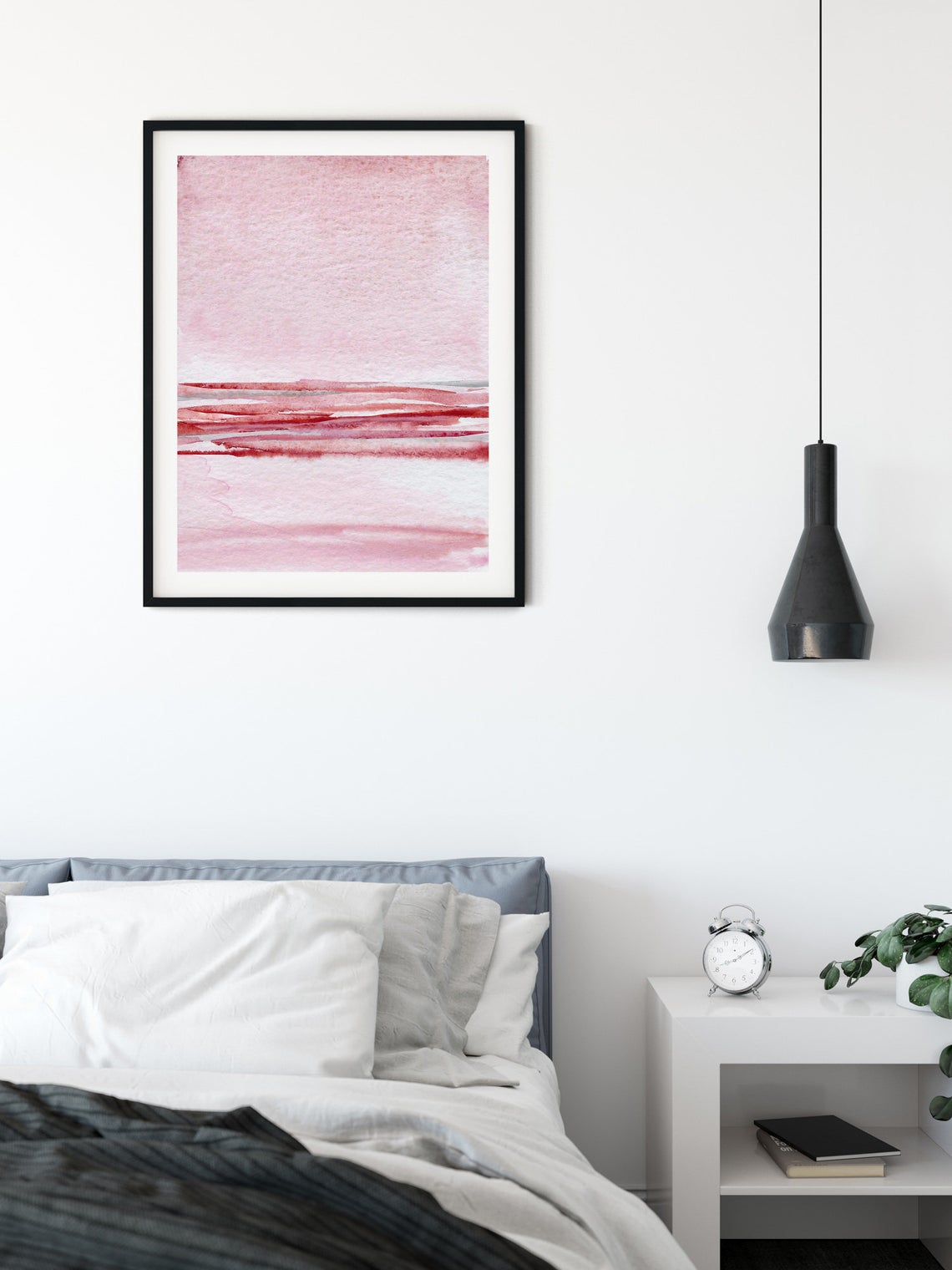 Décoration murale rose pâle, lot de 2 tableaux océan roses Image secondaire du produit