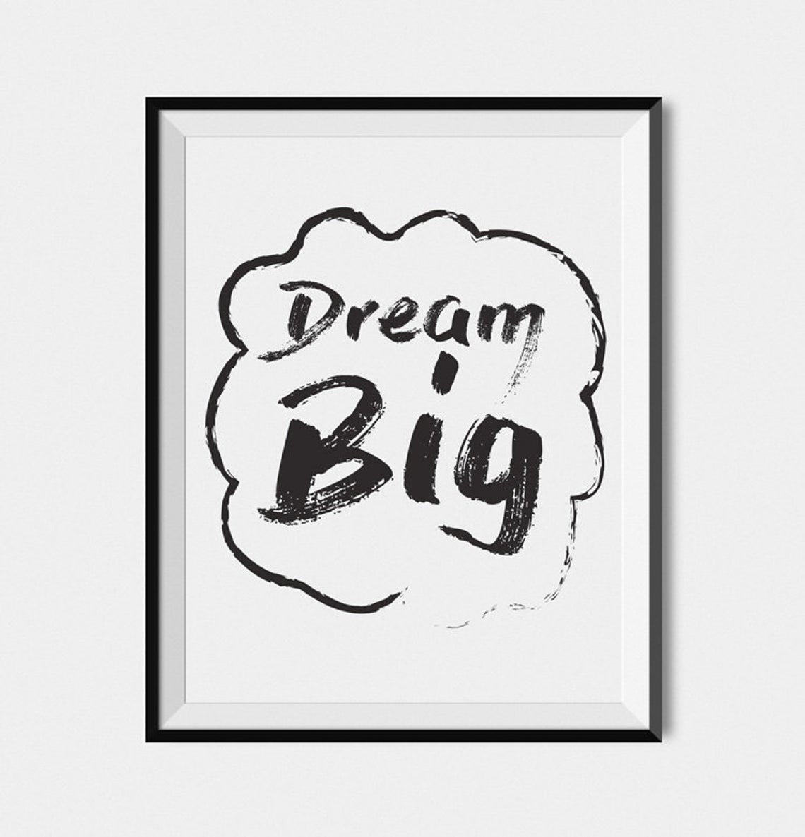 Art mural « Dream Big » avec coup de pinceau, impressions murales noir et blanc Image secondaire du produit