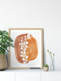Abstract Mid-Century Modern Art Print, Brown Abstract Botanical Print