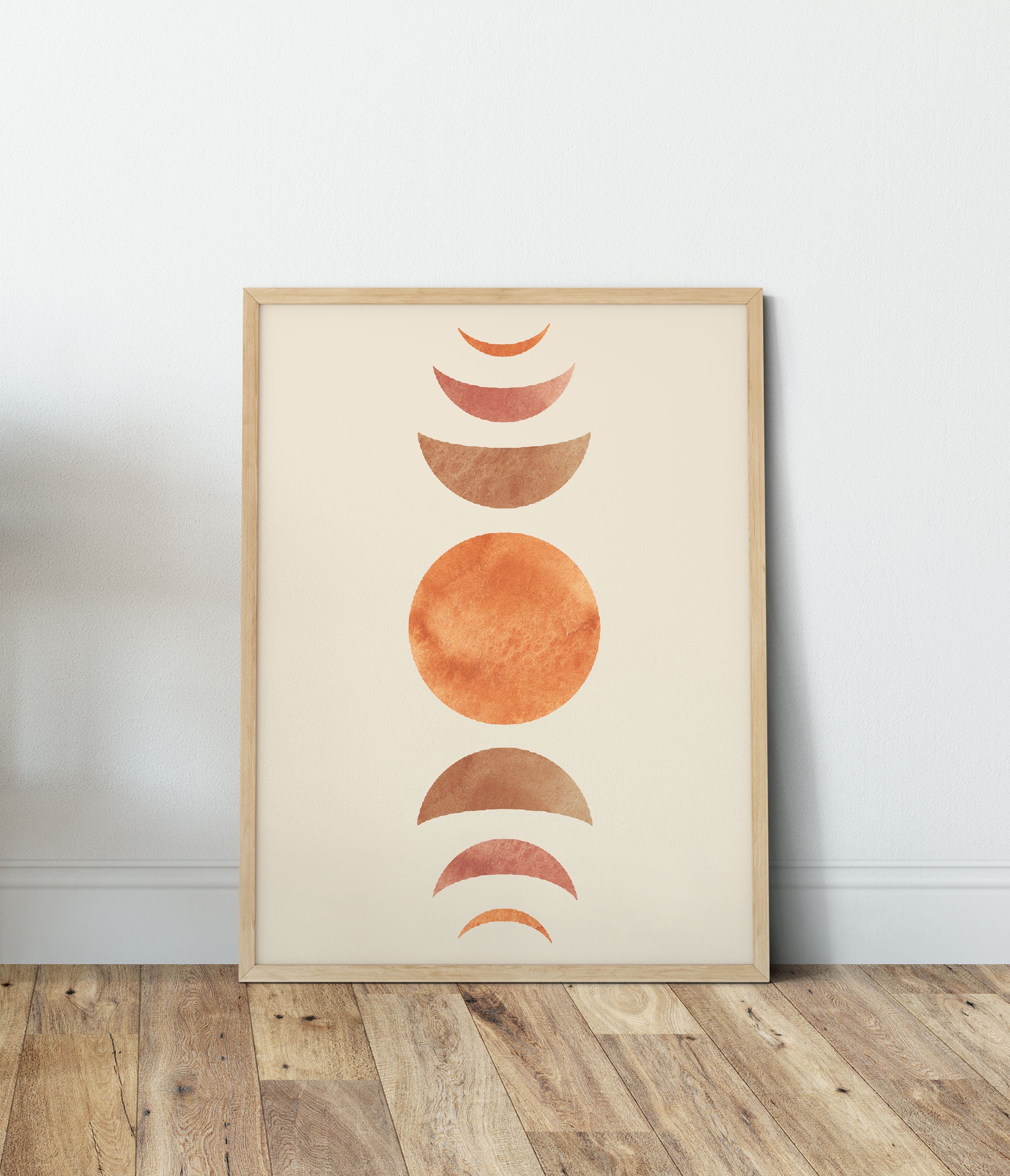 Lámina de pared de fases lunares, arte de pared moderno de mediados de siglo Imagen secundaria del producto