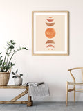 Orange Moon Phases wall art 