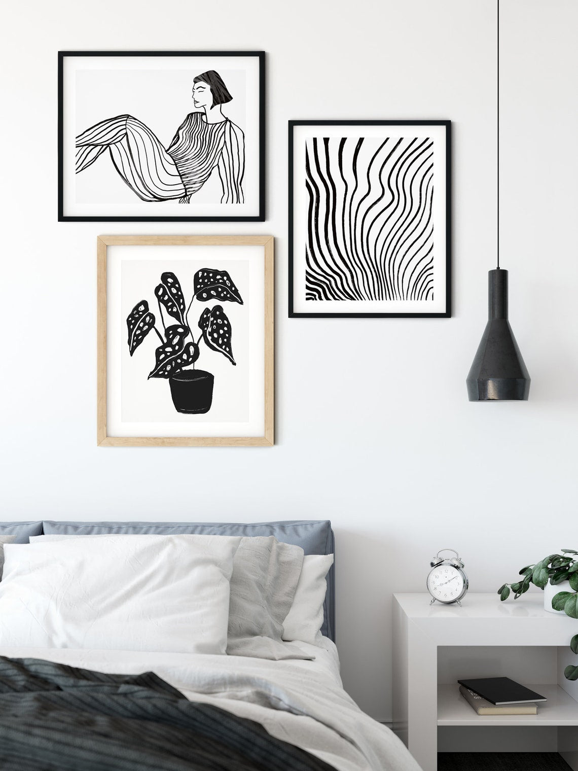 Dessin au trait unique, lot de 3 œuvres d'art murales abstraites contemporaines Image secondaire du produit