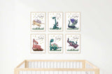 Dragon Nursery Print, set of 6 dragon kids art, Girl Dragon Nursery, Kids Dragon Wall Decor, Fantasy Kids room art