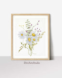 Wildflowers Art Print, Floral Wall Art, Botanical flowers Decor, Wildflowers Set of 2 prints