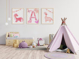 Blush Pink Dinosaur Nursery Art, Customized Girl Nursery Wall Art