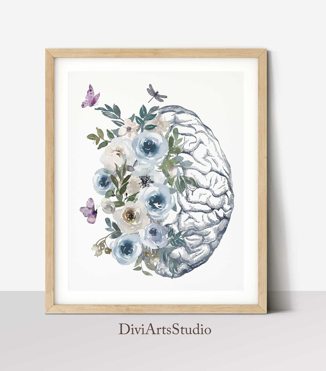 Affiche artistique de l'anatomie du cerveau, Imprimé d'art anatomique floral Image secondaire du produit
