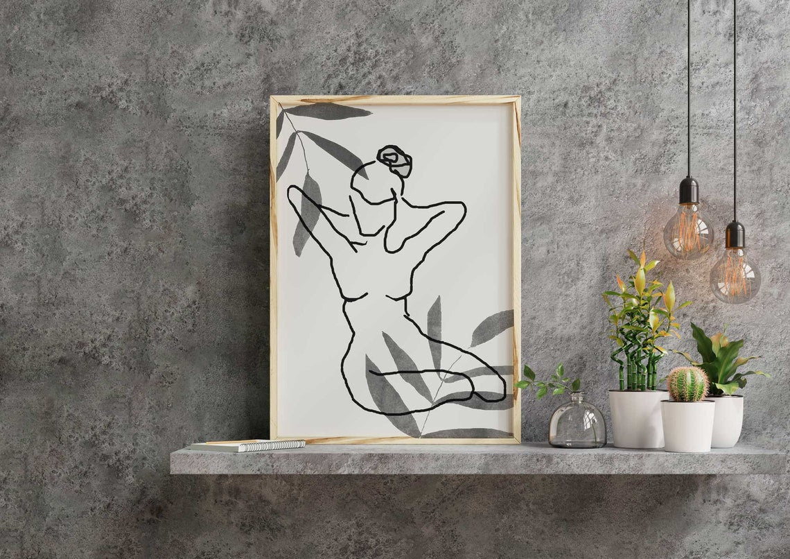 Set de Arte Mural Bohemio, Láminas Modernas de Mediados de Siglo, Decoración para Sala de Estar, Lámina Artística para Dormitorio, Arte Abstracto Minimalista en Blanco y Negro y Gris Imagen secundaria del producto