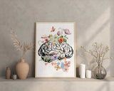 Brain Anatomy Poster, Watercolor Brain Art Flower, Psychology Student Illustration, Neurologist, Psychologist Gift, Mental Health Print