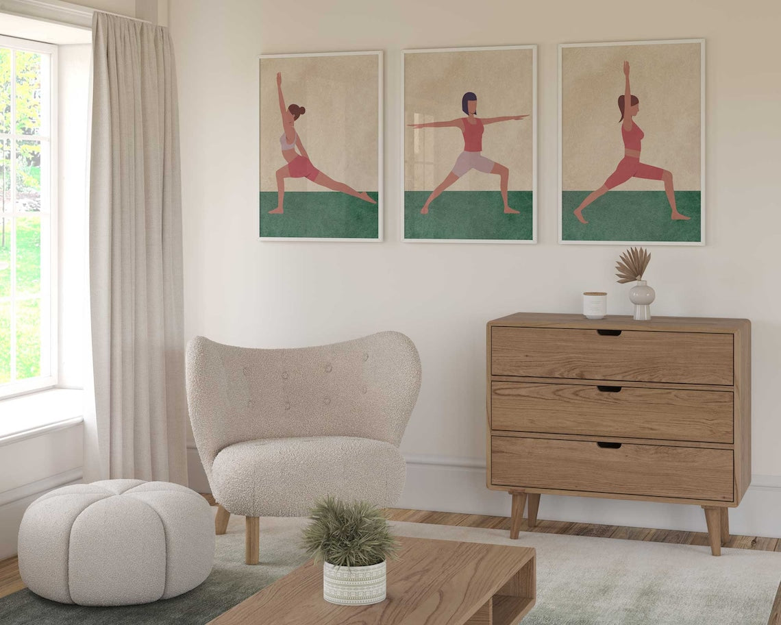 Póster de posturas de yoga, arte de pared imprimible para estudio de yoga Imagen secundaria del producto