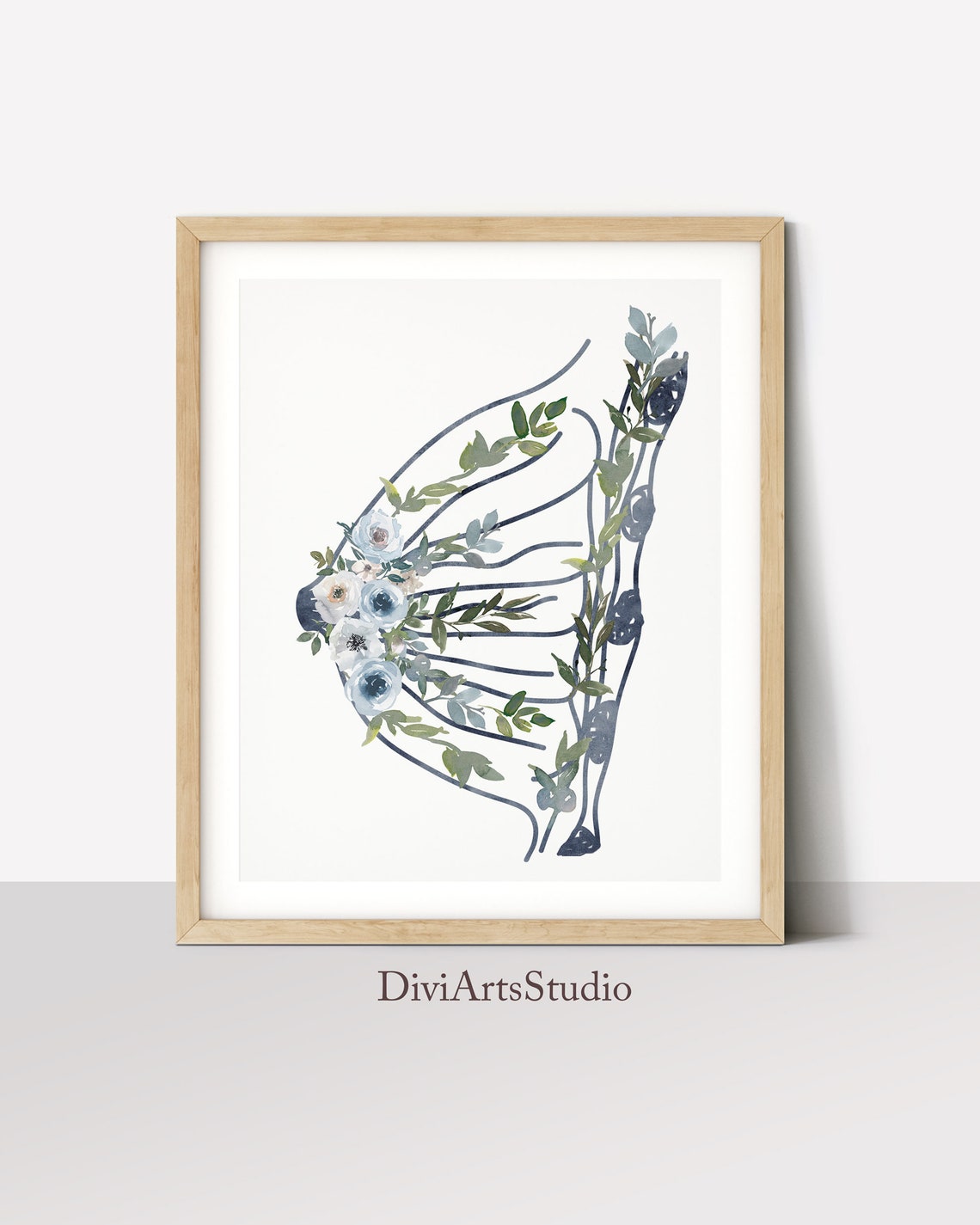 Lámina de anatomía mamaria con detalles florales - Arte perfecto para consultorios de ginecoobstetricia, regalo para doulas y parteras, ideal para la concienciación sobre la salud mamaria Imagen secundaria del producto