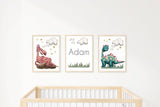 Dragon Nursery Name Print, Baby Boy Personalized, Nursery Wall Art, Dragon Watercolor Name Print, Animals Customized Nursery Printable