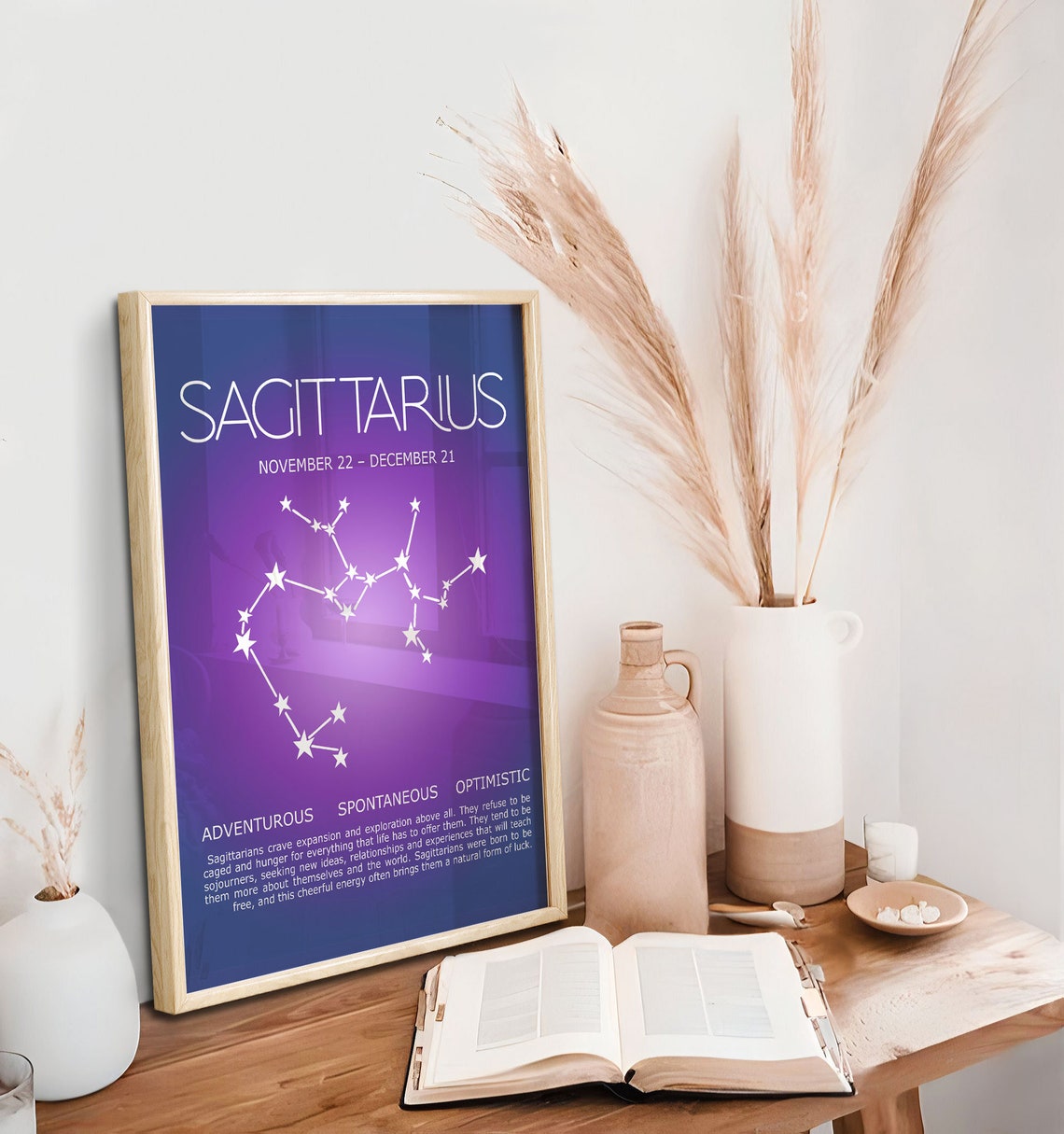 Impression Sagittaire, Cadeau Sagittaire, Affiche Sagittaire, Affiche Zodiaque, Décoration murale astrologique, Cadeaux zodiaque, Affiche dégradée Aura Image secondaire du produit
