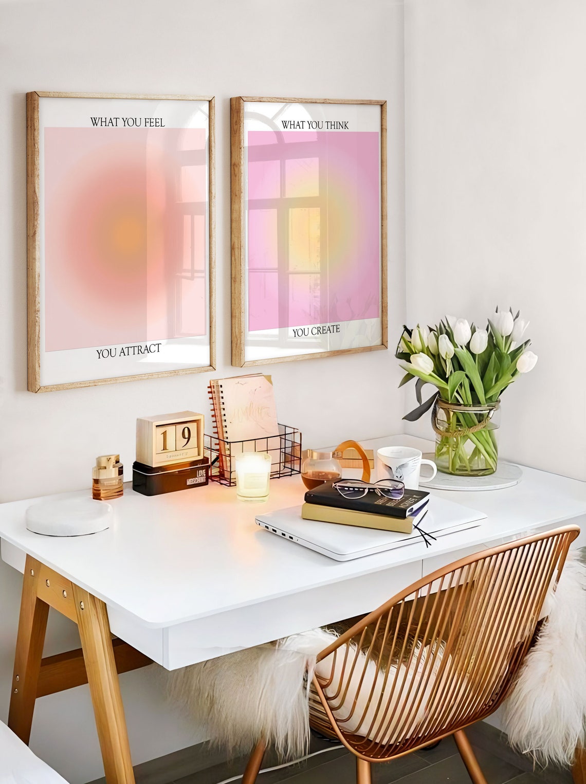 Set de 3 pósteres de aura, Láminas de aura, Lámina degradada, Lámina de aura colorida, Arte mural de moda, Lámina de arte espiritual, Decoración para sala de estar Imagen secundaria del producto