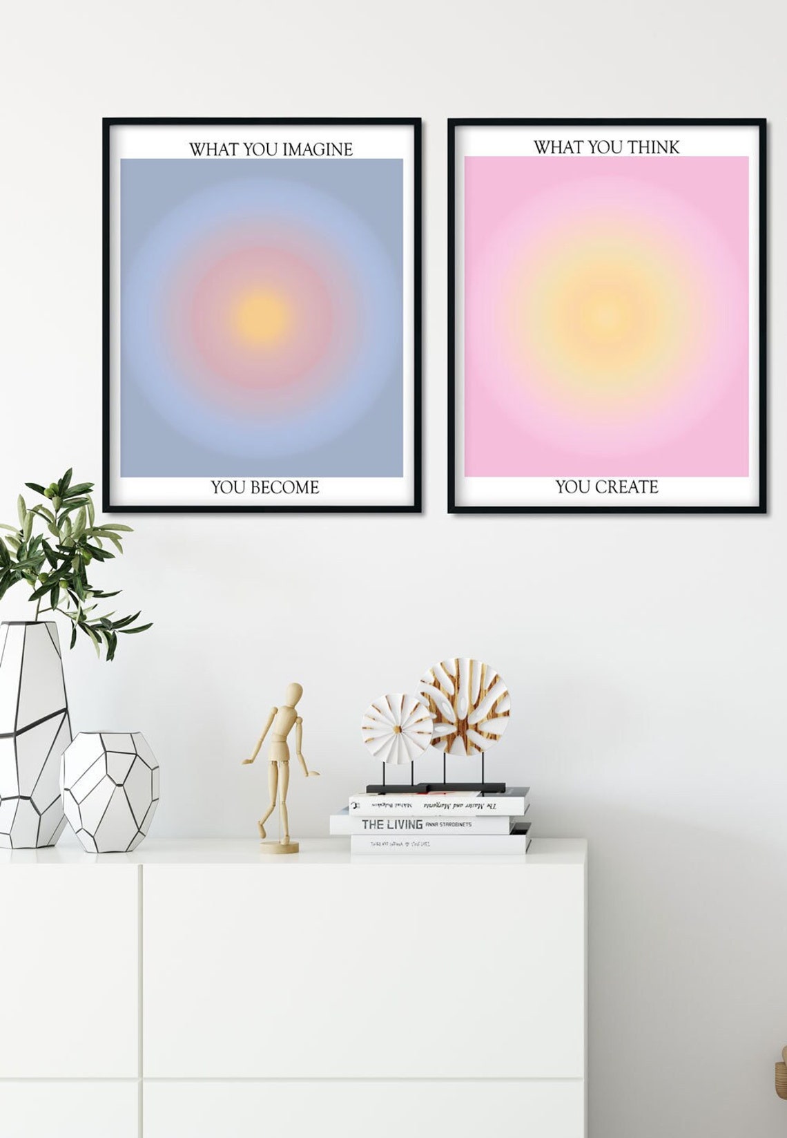 Juego de 2 láminas Aura, Póster Aura, Gradiente Granulado, Lámina Gradiente, Póster de afirmación positiva, Decoración estética de habitaciones, Arte espiritual Imagen secundaria del producto