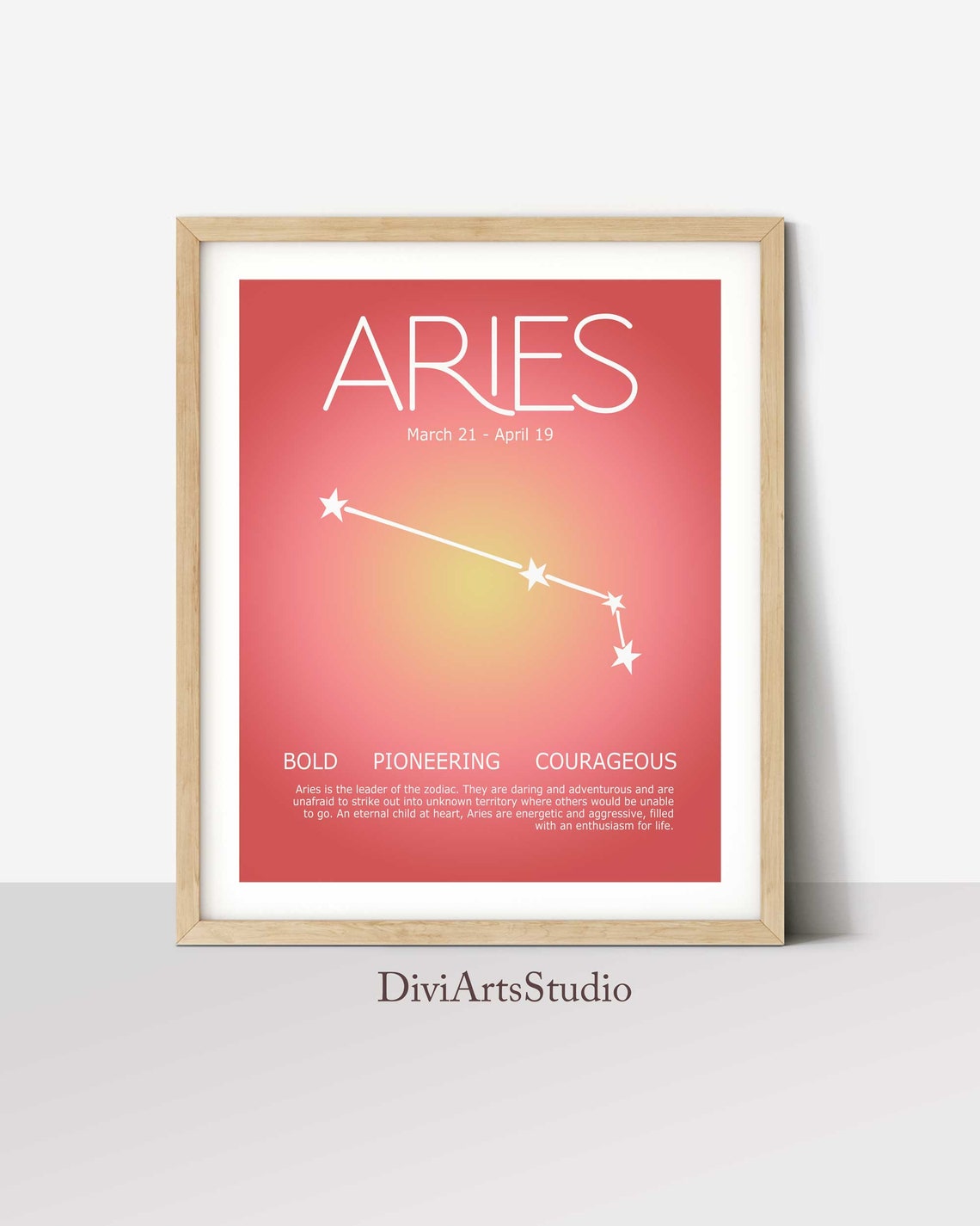 Bélier Imprimer, Bélier Cadeau, Bélier Affiche, Affiche Zodiaque, Art Mural Astrologique, Affiche Aura, Affiche Dégradé Aura, Idées Cadeaux Anniversaire Image secondaire du produit