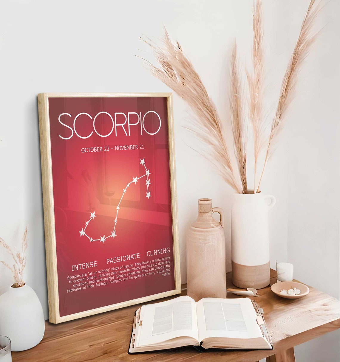 Impression d'art Scorpion, Cadeau Scorpion, Affiche Scorpion, Affiche Zodiaque, Décoration murale astrologique, Cadeaux Zodiaque, Affiche dégradé Aura Image secondaire du produit