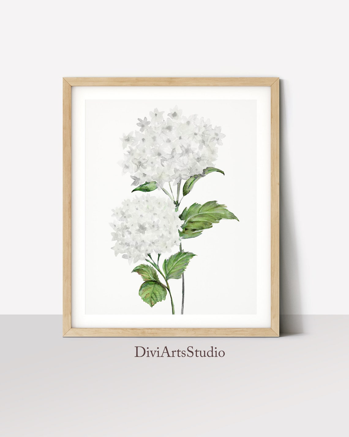 Peinture d'hortensia blanc, aquarelle d'hortensia, impressions d'art mural botanique, impression d'hortensia, art mural de fleurs blanc cassé, impression d'art floral Image secondaire du produit