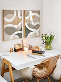 Abstract Painting, Neutral Wall Art, Set of 2 Prints, Beige Brush Strokes Art, Living Room Wall Art, Dining Room Set, Minimalist Art
