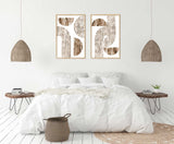 Abstract Modern Art, Set of 2 Bauhaus Print, Mid Century Modern Wall Art, Neo Geometric Art, Living Room Decor, Beige Neutral Art Poster