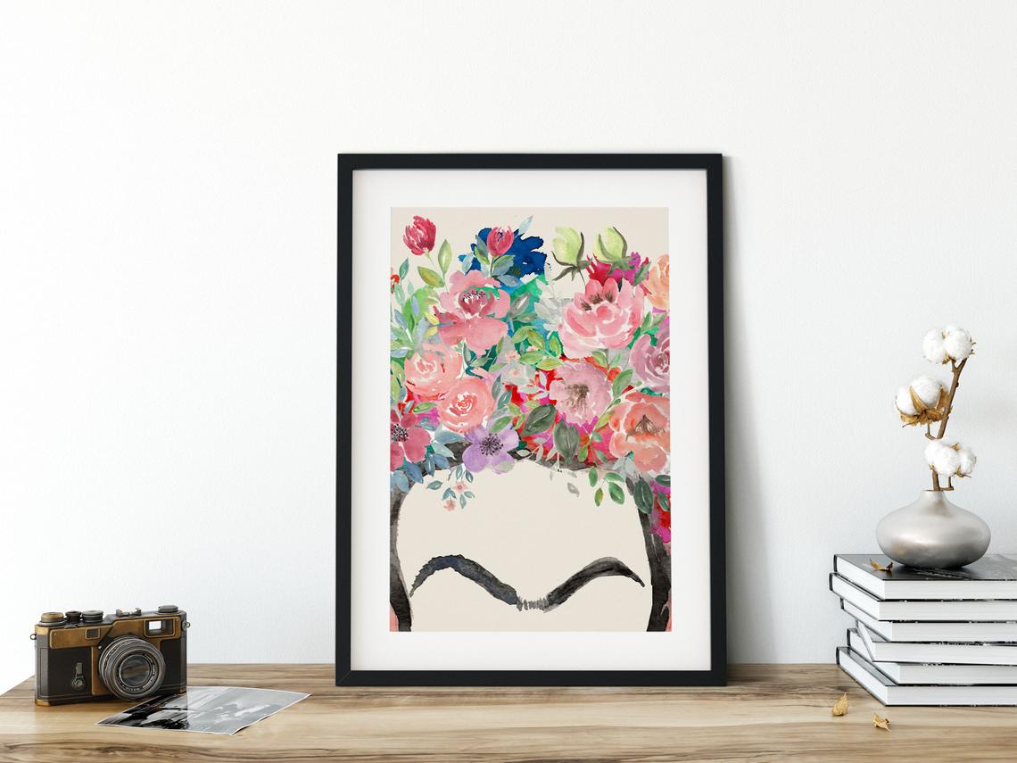 Frida Kahlo Arte de Pared, Juego de 3 Láminas de Arte de Pared Florales Coloridas Imagen secundaria del producto