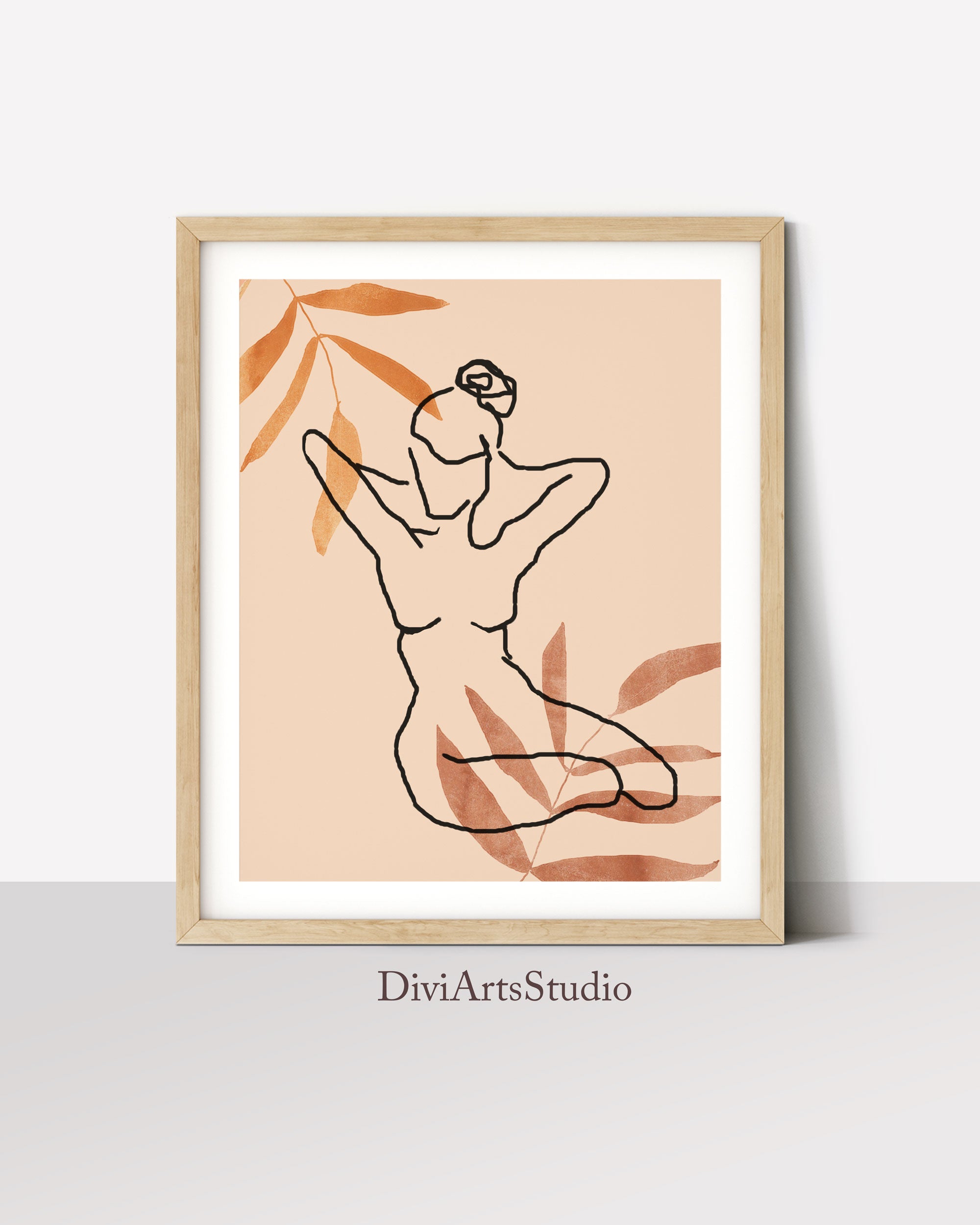Impression murale Femme Boho, Impression d'art abstrait au trait Image secondaire du produit